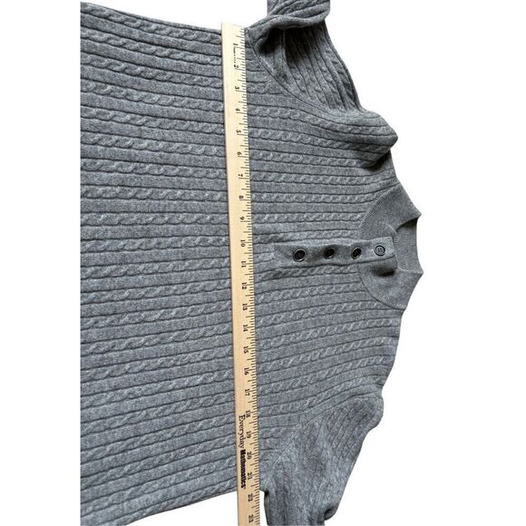 UNTUCKit Cashmere Cable Knit 1/4 Button Pullover Sweater La Frenz medium M Gray - Picture 5 of 8
